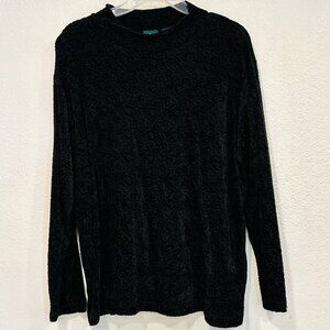 Hunt Club Womens Sweater Black Pullover Crew Neck Long Sleeves Textured Size 1X